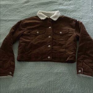Vintage Corduroy Utility Jacket Brown White